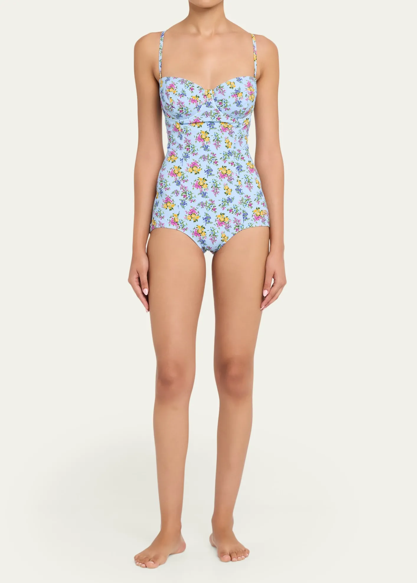 Dolce&GabbanaFloral Balconette One-Piece Swimsuit