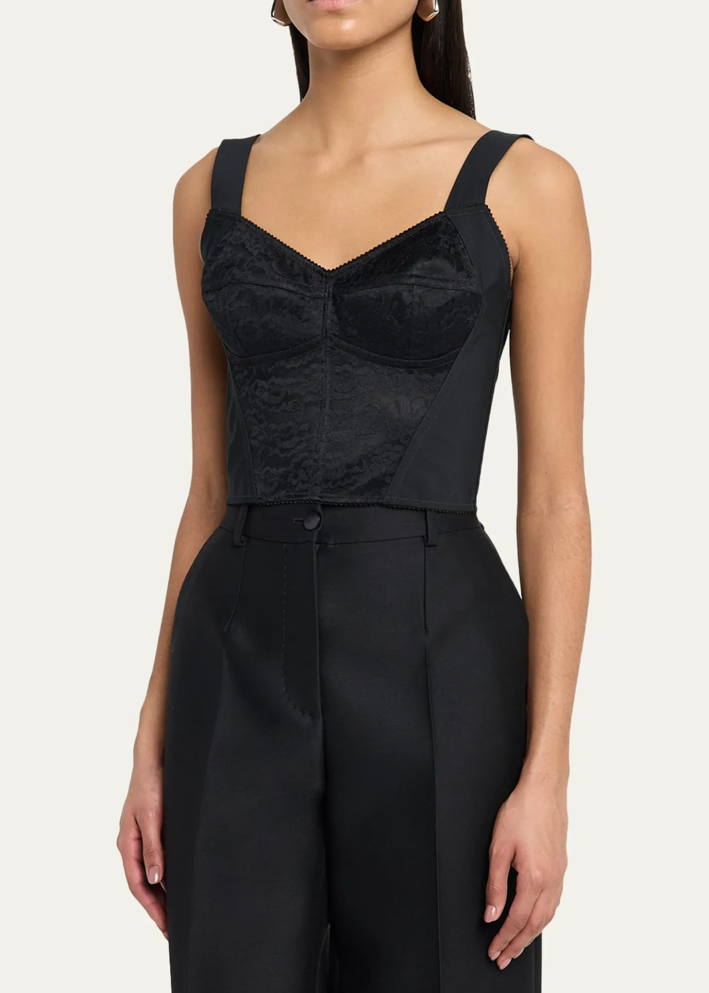 Dolce&GabbanaLace Jacquard Crop Bustier Top