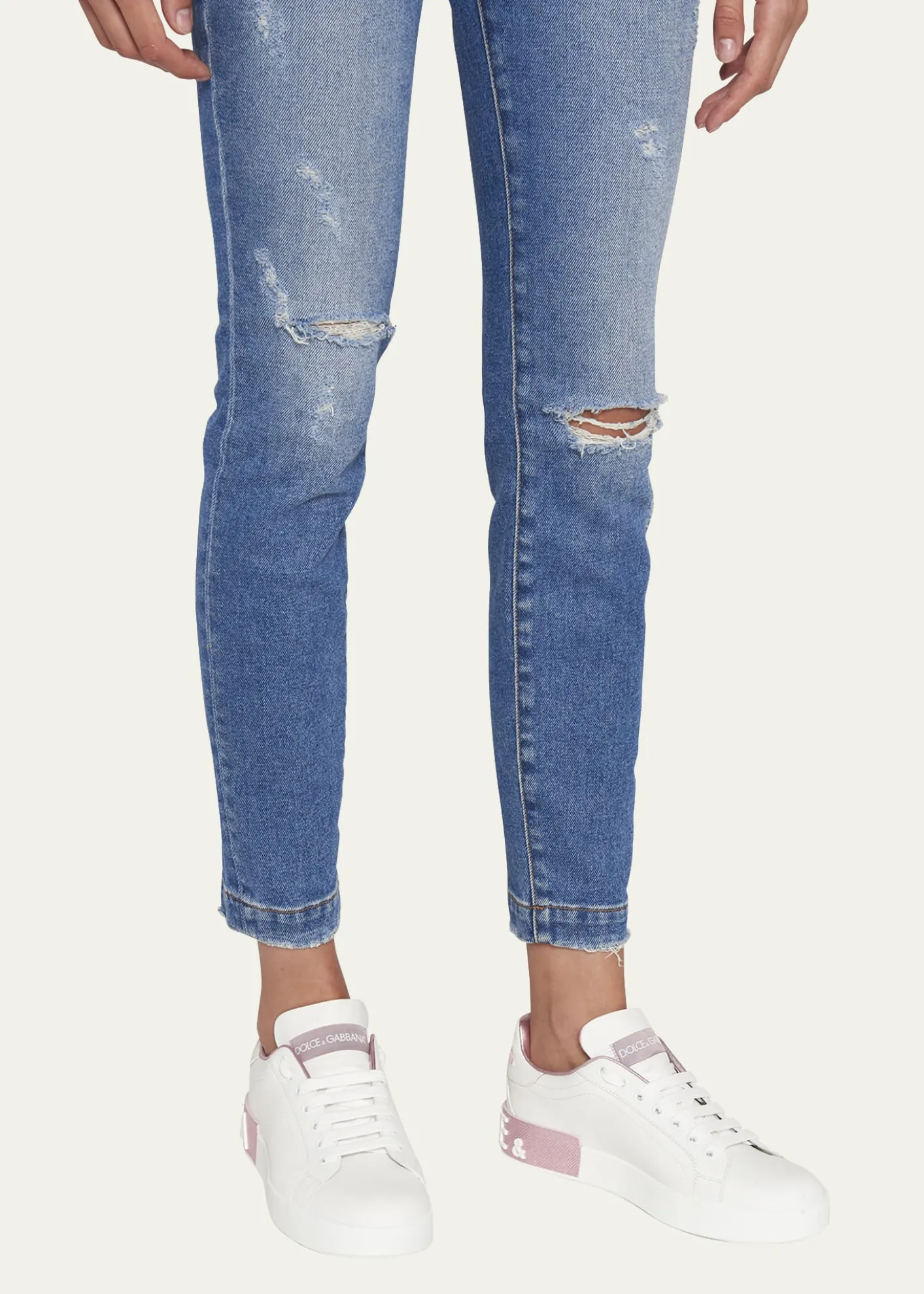 Dolce&GabbanaPortofino Bicolor Logo Low-Top Sneakers