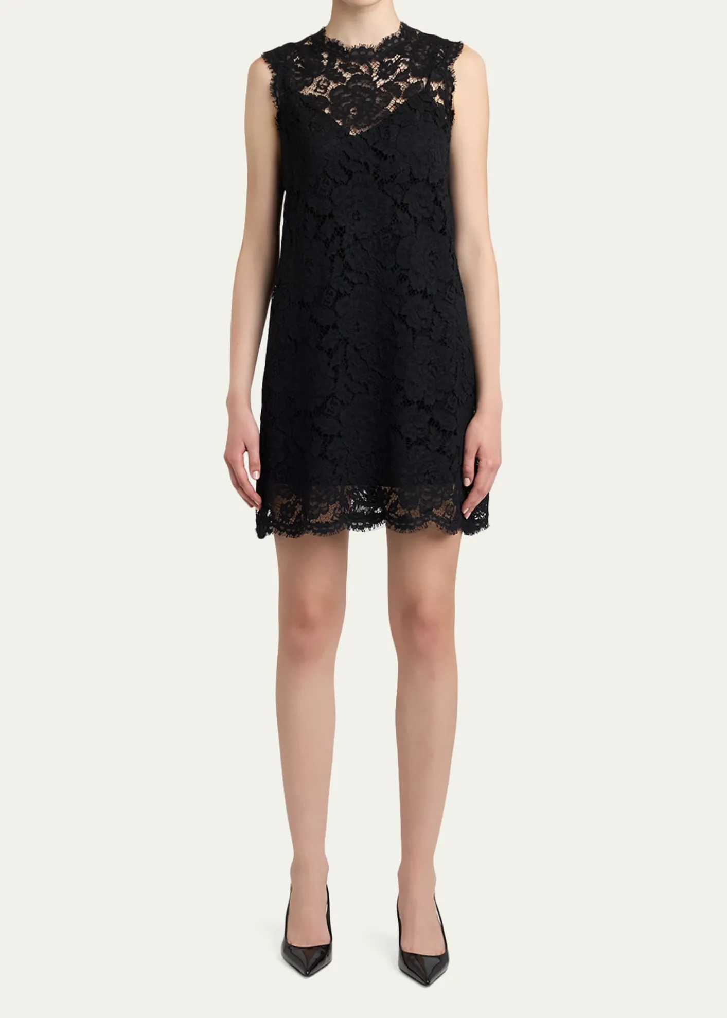 Dolce&GabbanaSleeveless Floral Lace A-Line Dress