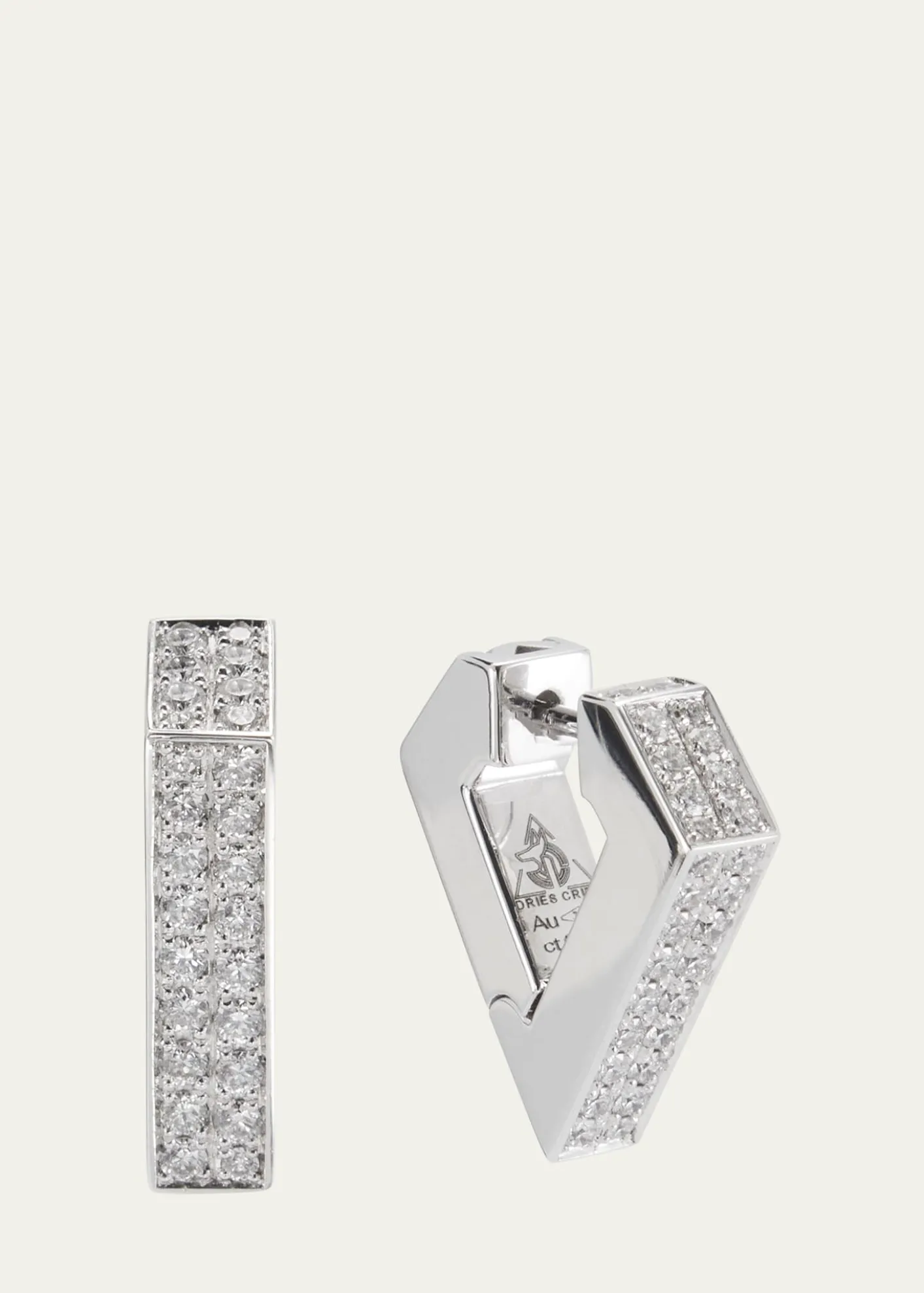 Dries Criel18k White Gold Medium Diamond Brute Diamanti Earrings
