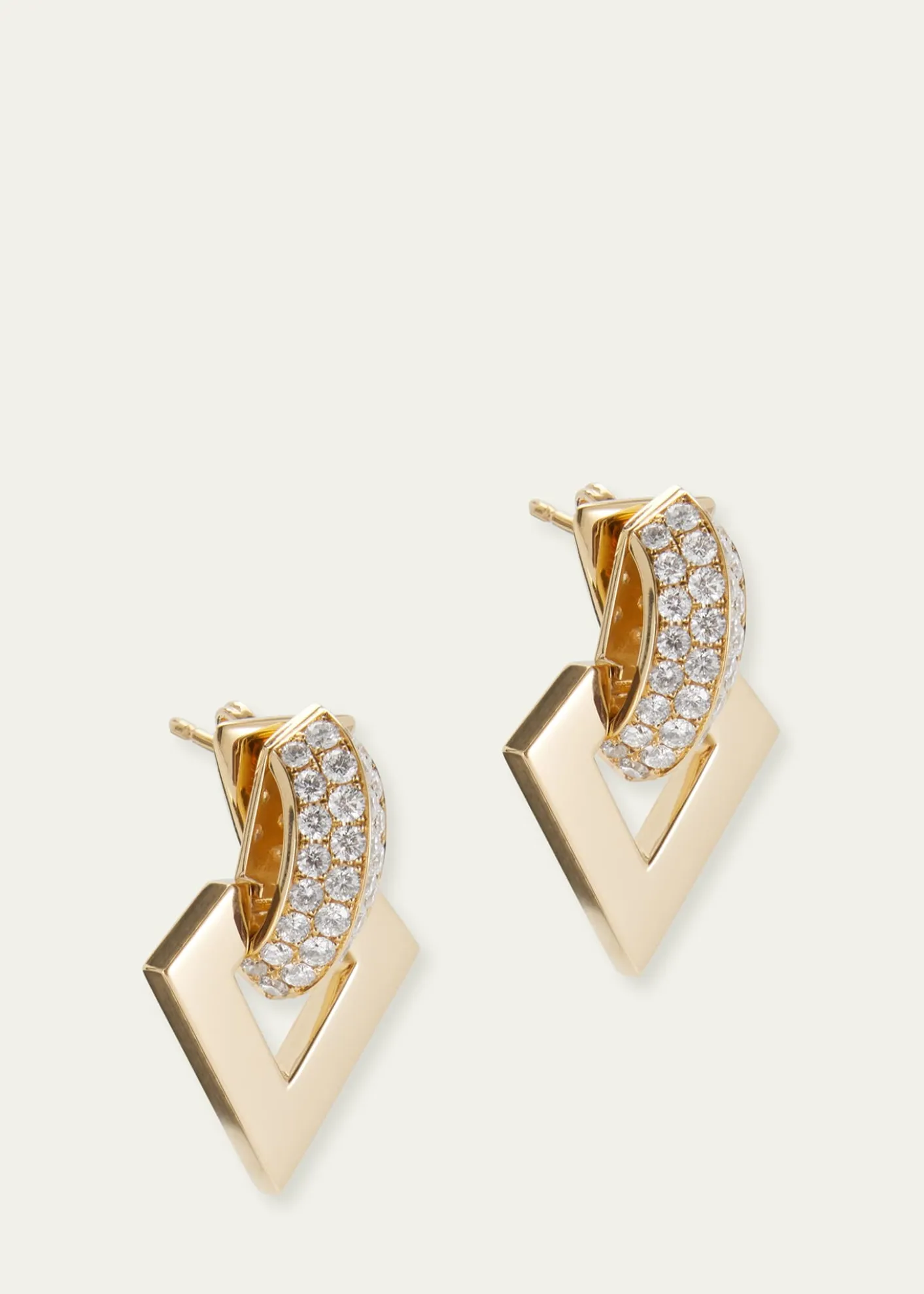 Dries Criel18k Yellow Gold Diamond Brute Pendant Earrings