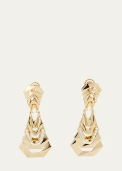 Dries Criel18k Yellow Gold Diamond White Crow Earrings