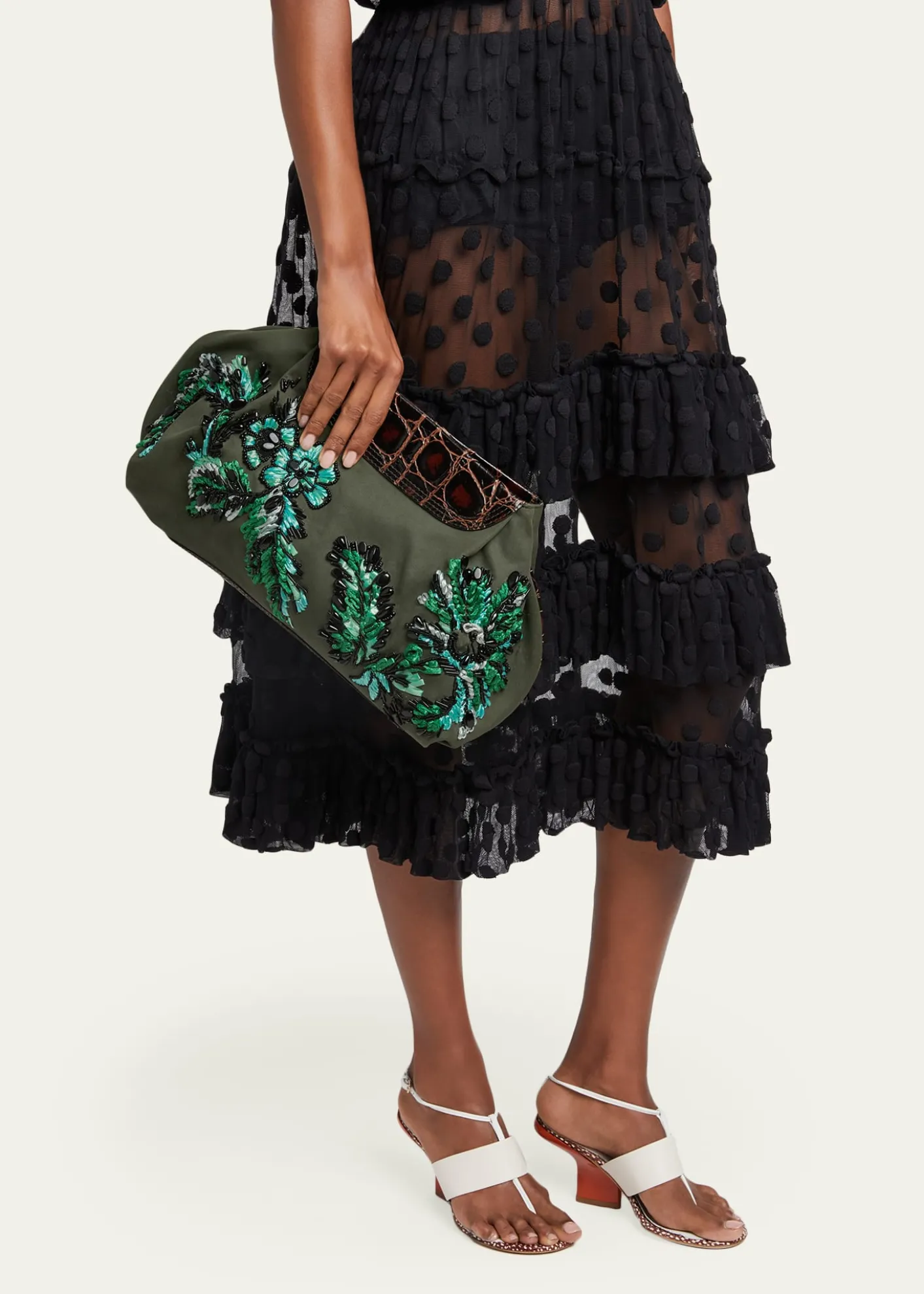 Dries Van NotenMedium Beaded Cotton Clutch Bag