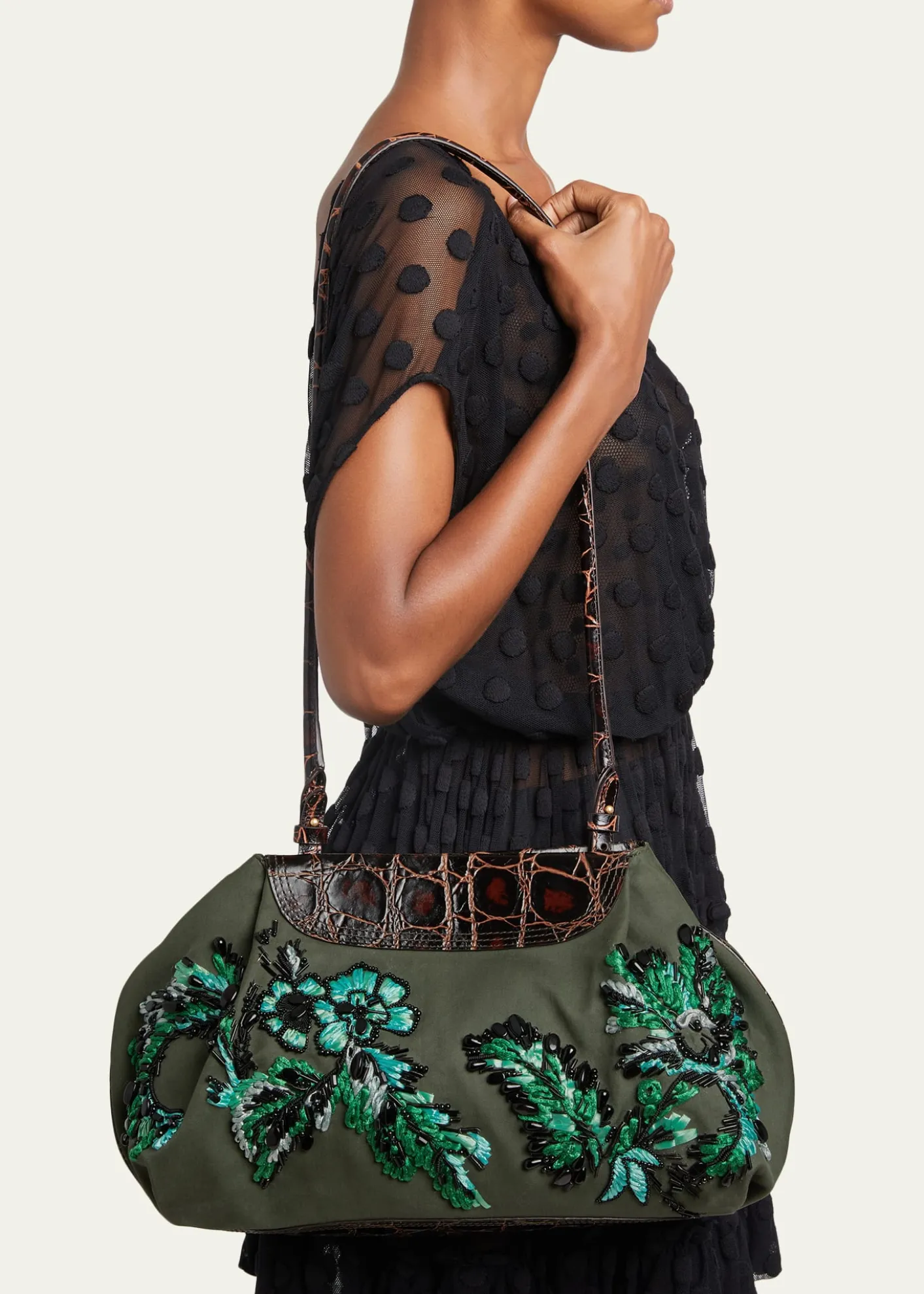 Dries Van NotenMedium Beaded Cotton Clutch Bag