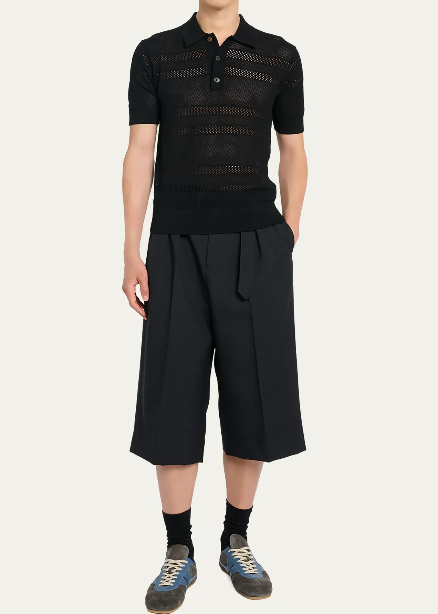 Dries Van NotenMen's Destin Mixed Leather Retro Sneakers