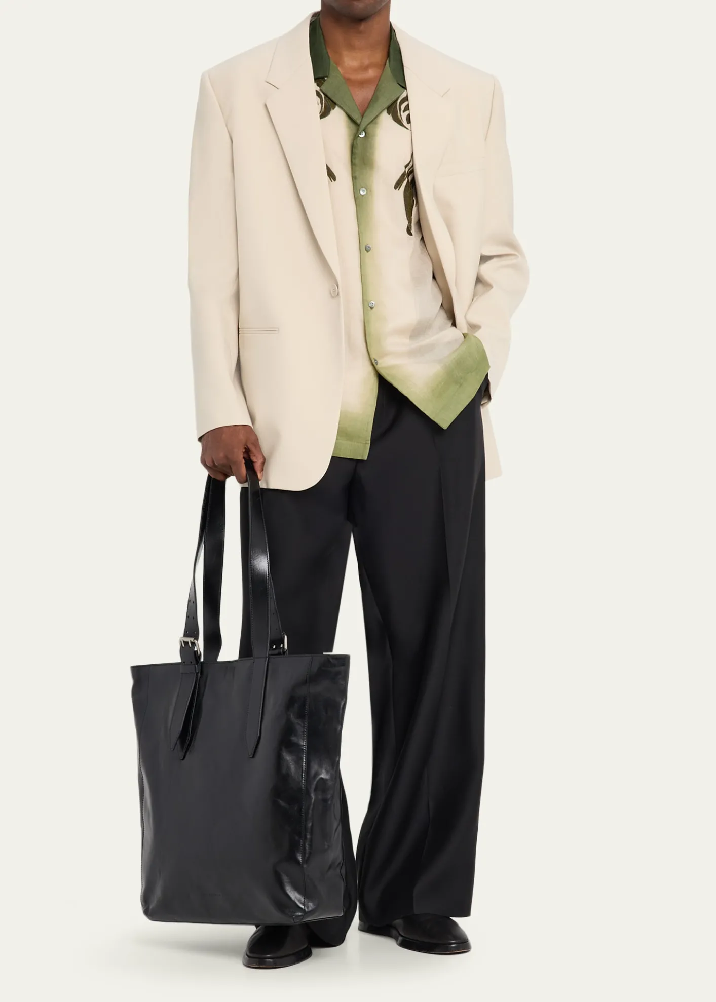 Dries Van NotenMen's Leather Messenger Bag with Shoulder Strap
