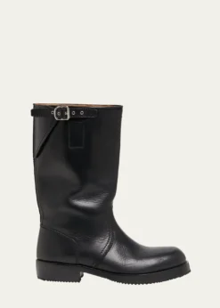 Dries Van NotenMen's Leather Side-Buckle Moto Boots