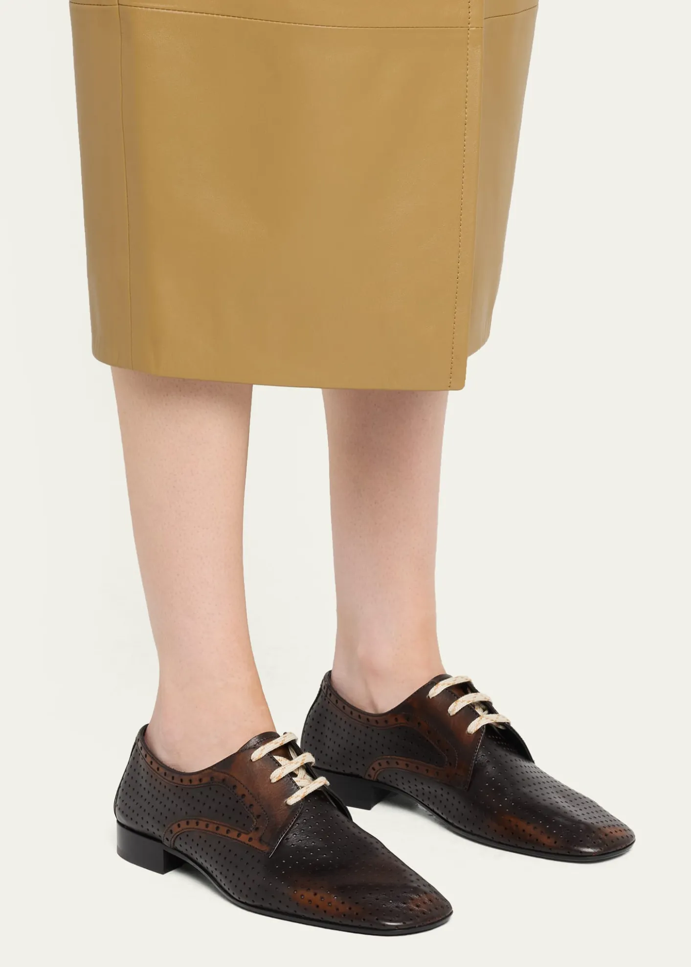 Dries Van NotenPerforated Leather Lace-Up Loafers