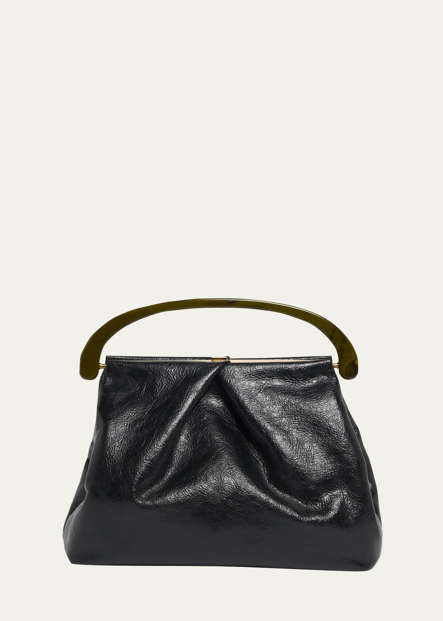Dries Van NotenPleated Crinkled Leather Top-Handle Bag