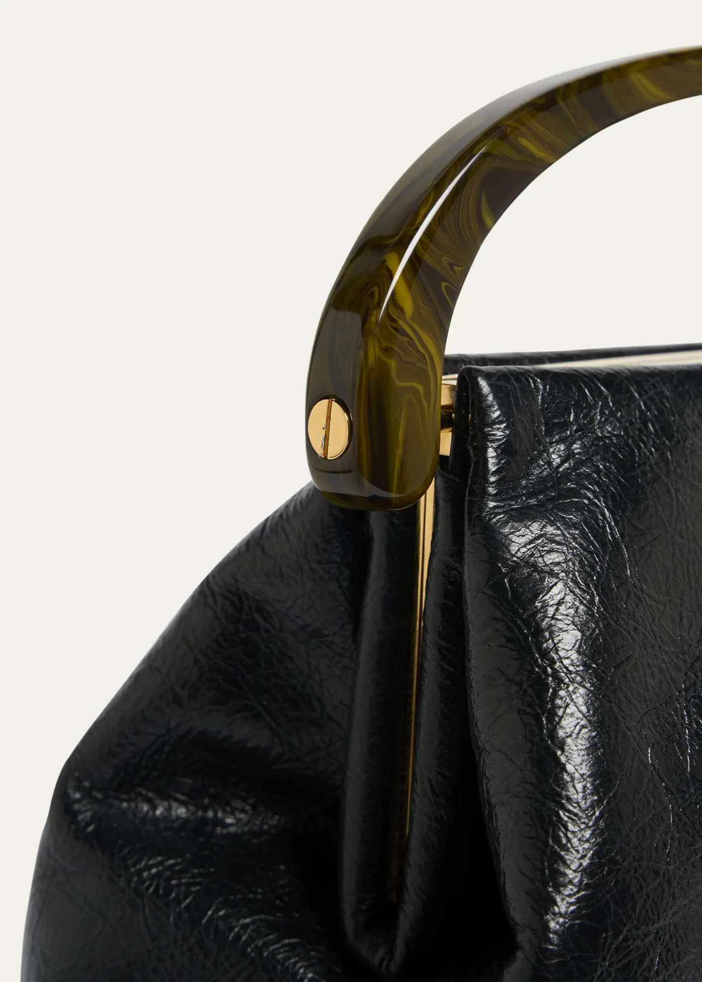Dries Van NotenPleated Crinkled Leather Top-Handle Bag