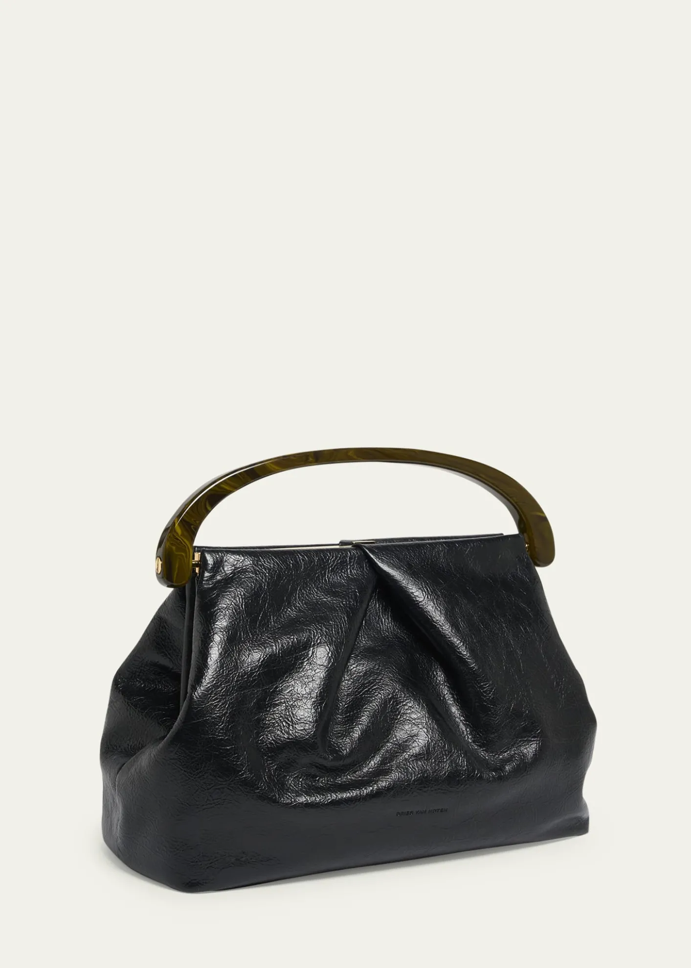 Dries Van NotenPleated Crinkled Leather Top-Handle Bag