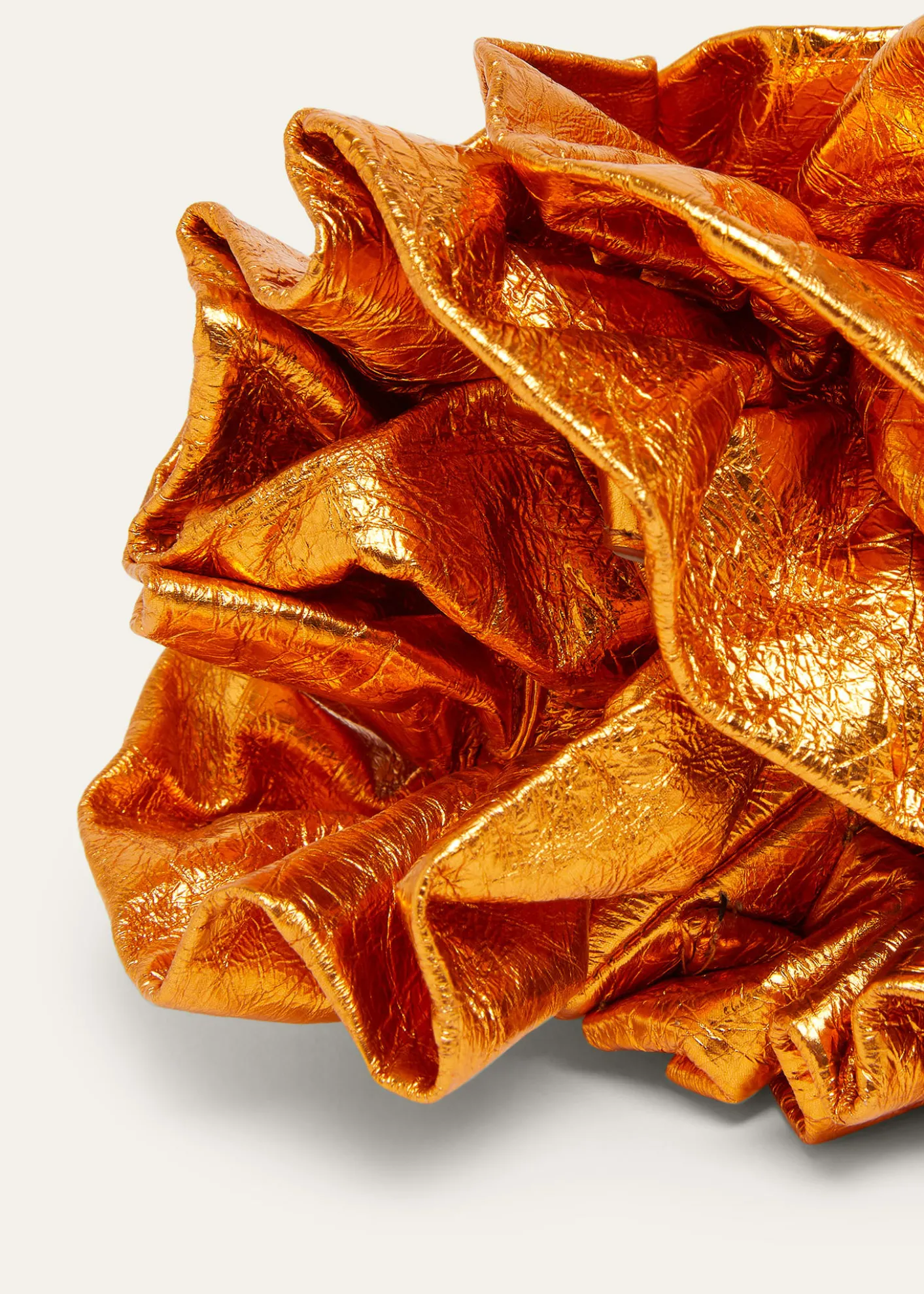 Dries Van NotenSmall Metallic Ruffle Leather Clutch Bag