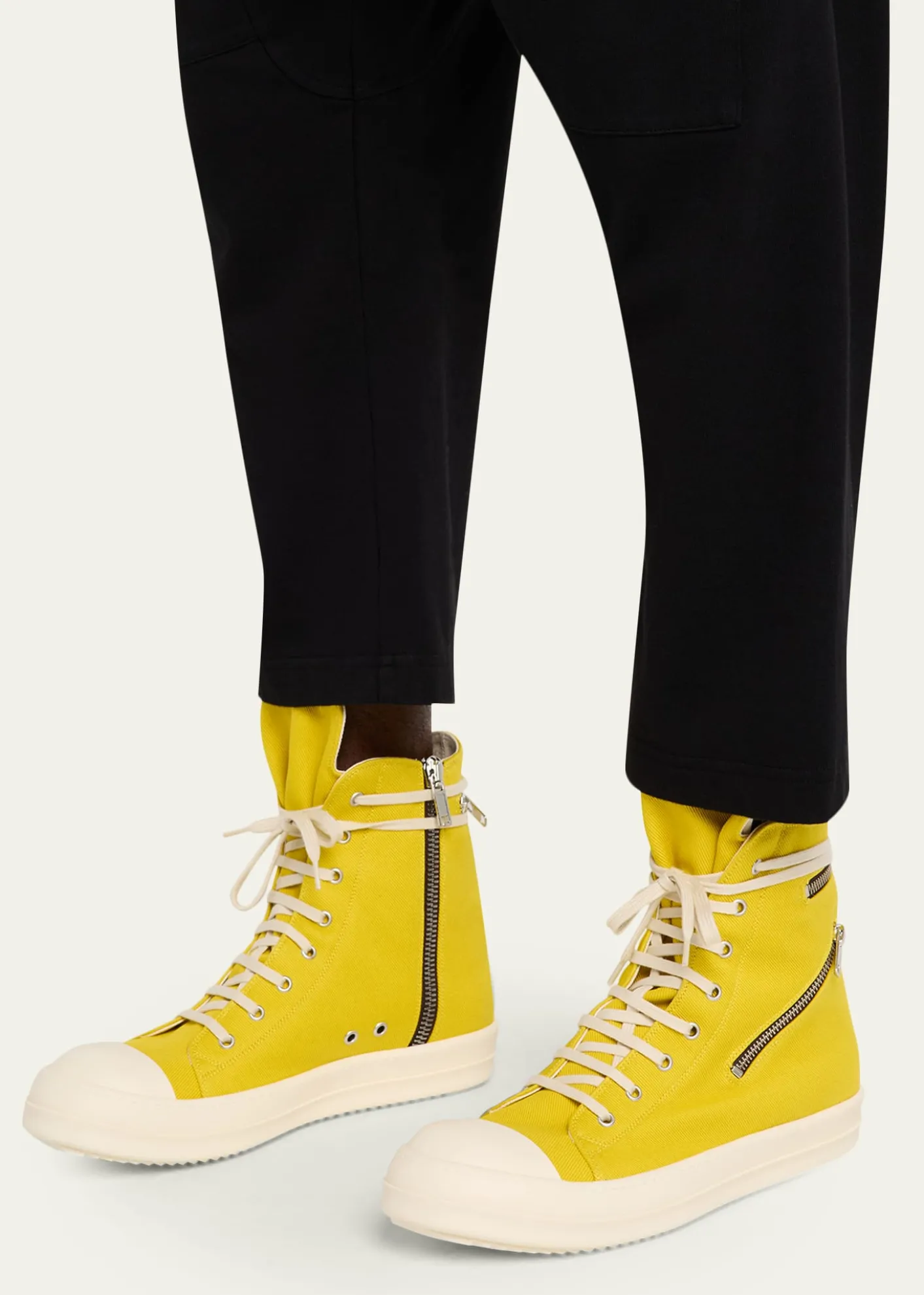 DRKSHDW RICK OWENSMen's Cargo Sneaks Denim High-Top Sneakers