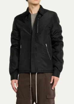 DRKSHDW RICK OWENSMen's Nylon Hidden-Zip Front Shirt Jacket