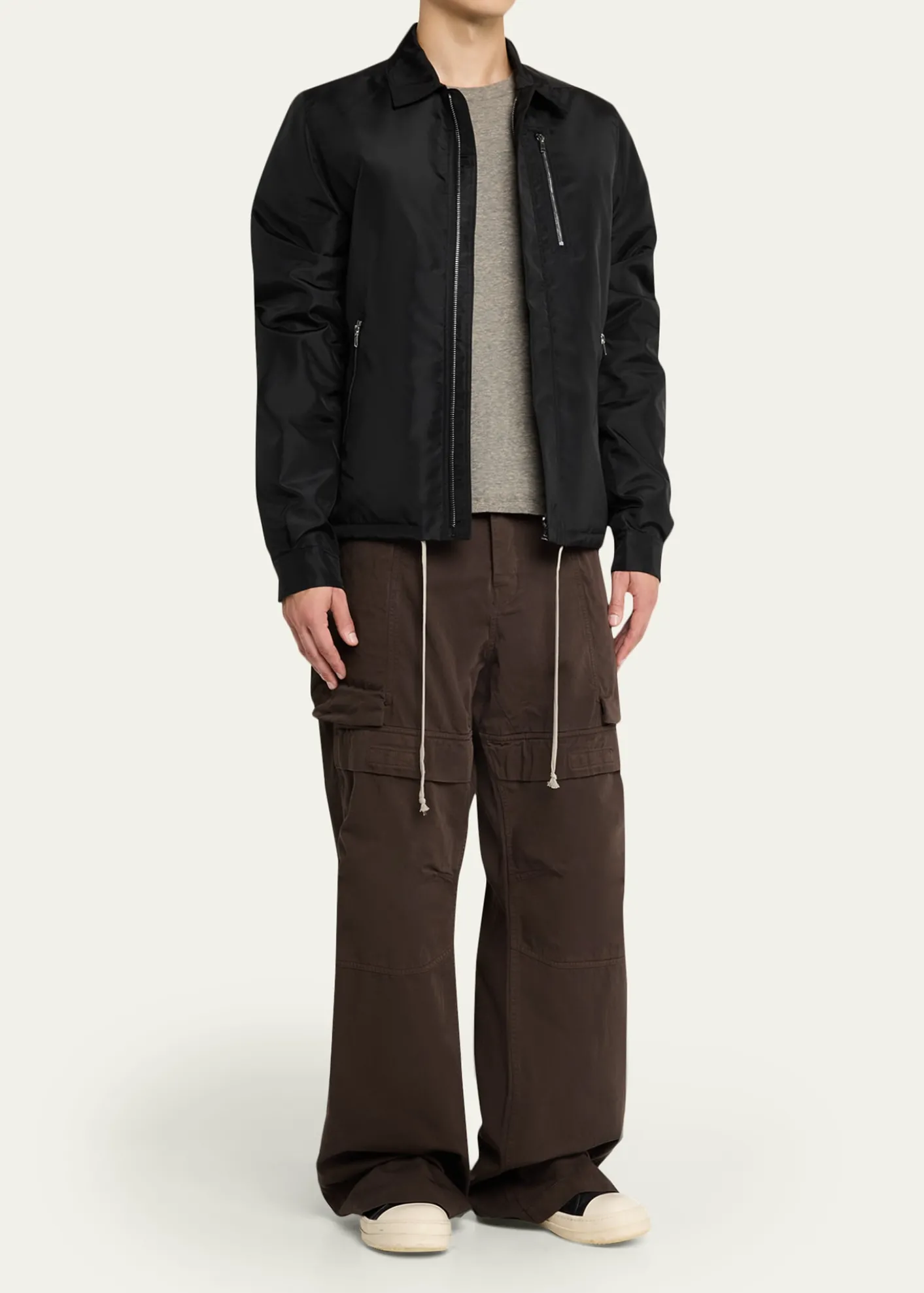 DRKSHDW RICK OWENSMen's Nylon Hidden-Zip Front Shirt Jacket