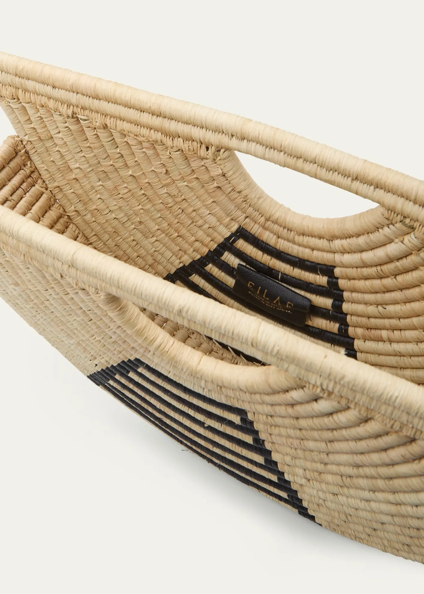 EILAFLarge Half Moon Raffia Top-Handle Bag