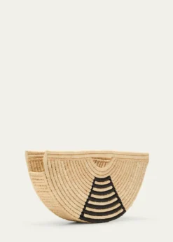EILAFLarge Half Moon Raffia Top-Handle Bag