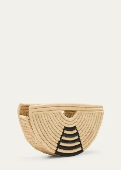 EILAFMini Half Moon Raffia Top-Handle Bag