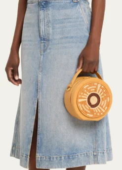 EILAFRwenzori Round Leather & Straw Top-Handle Bag