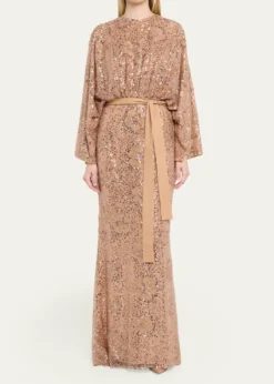 Elie SaabSemi-Sheer Sequin Embroidered Mesh Dress