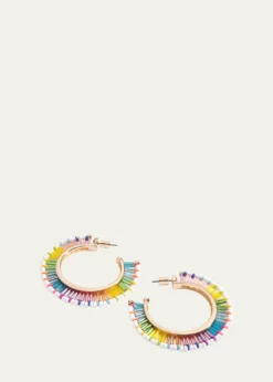 Elsie FriedaFringe Hoop Earrings in White Bright