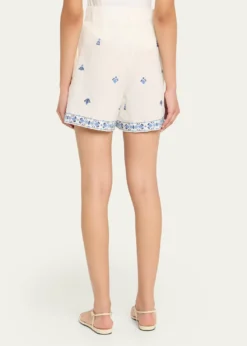 EMPORIO SIRENUSEBeatrice Astragal Embroidered Linen Shorts