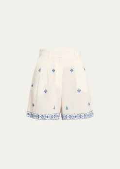 EMPORIO SIRENUSEBeatrice Astragal Embroidered Linen Shorts
