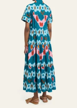 ErdemAbstract-Print Cotton Tiered Midi Shirtdress