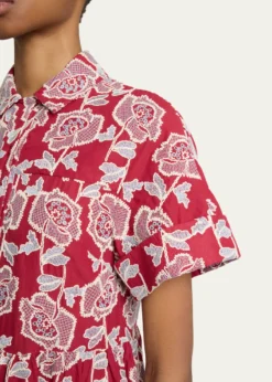 ErdemEmbroidered Cotton Tiered Midi Shirtdress