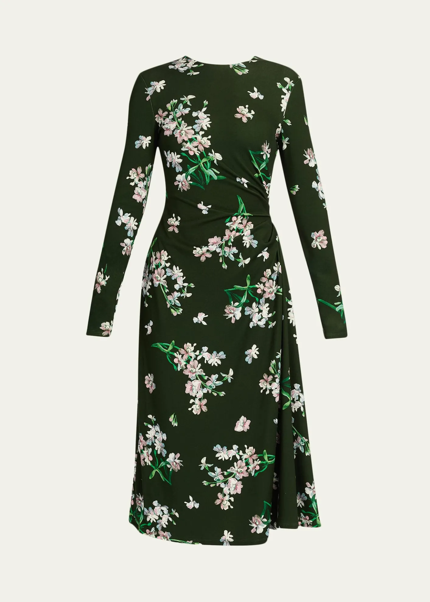 ErdemFloral Ponte Long-Sleeve Midi Dress