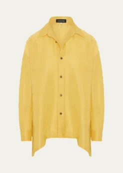 EskandarA-Line Silk Plisse Shirt