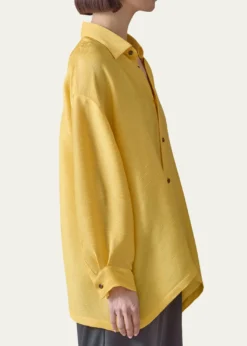 EskandarA-Line Silk Plisse Shirt