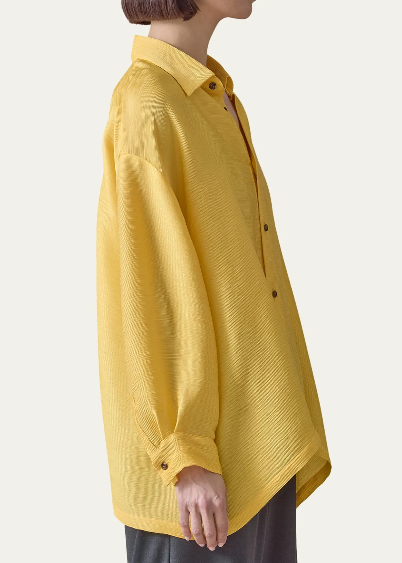 EskandarA-Line Silk Plisse Shirt