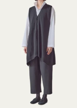 EskandarCashmere A-Line Sleeveless Long V-Neck Sweater