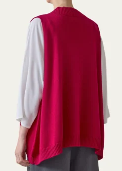 EskandarCashmere A-Line Sleeveless Deep V-Neck Sweater
