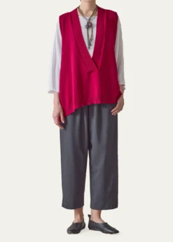 EskandarCashmere A-Line Sleeveless Deep V-Neck Sweater