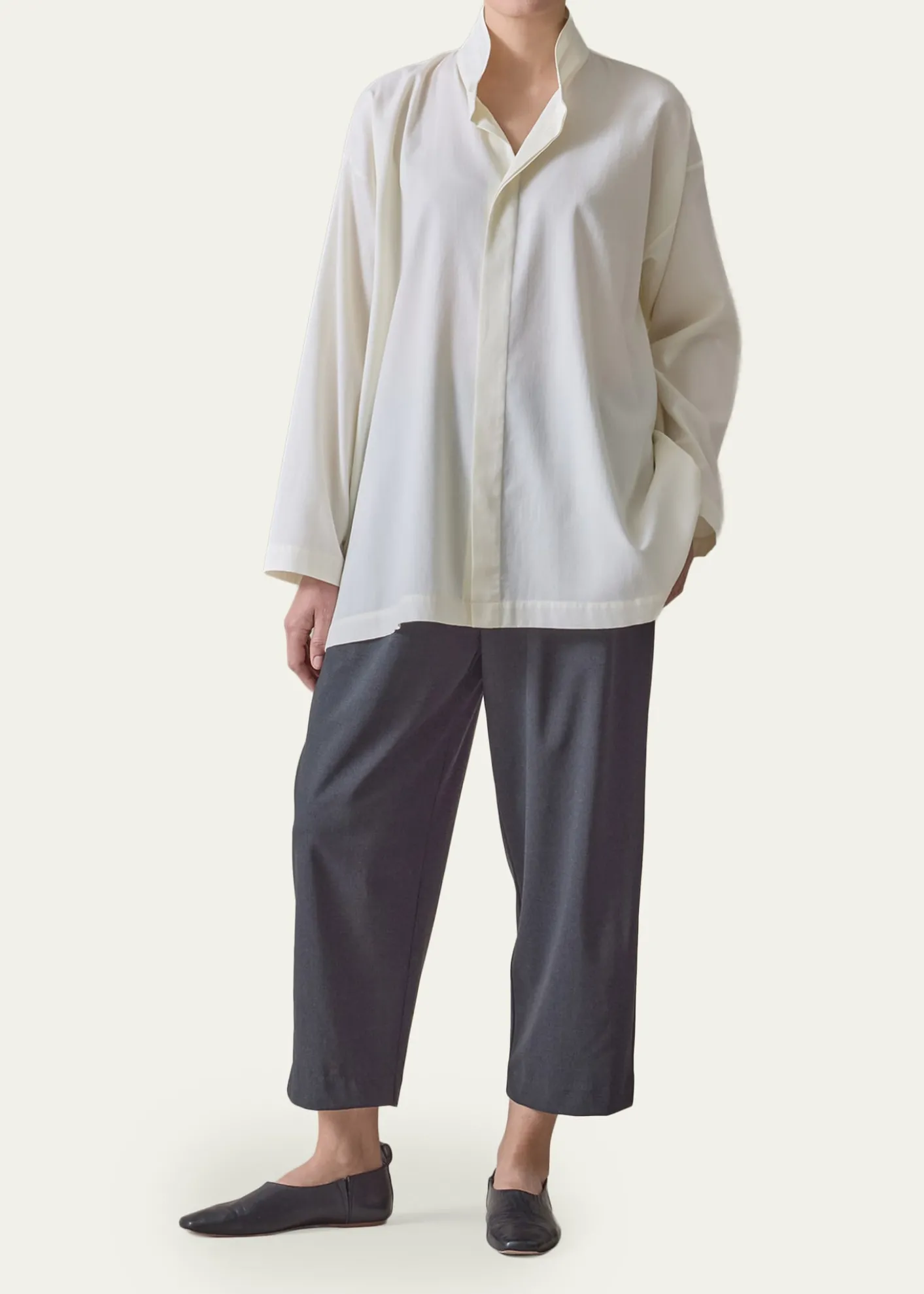 EskandarCotton Slim A-Line Shirt