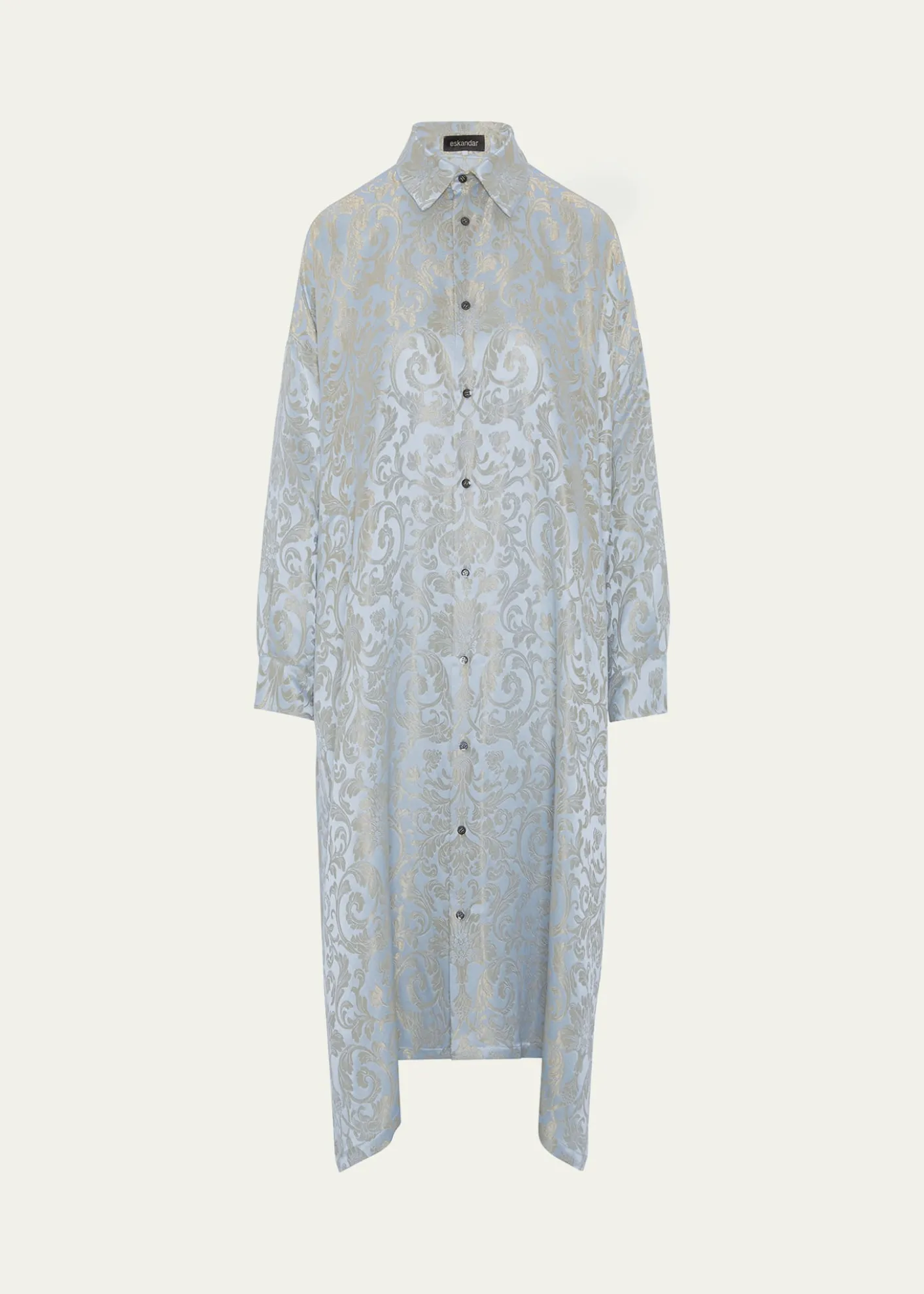 EskandarJacquard Wide A-Line Shirt Dress With Collar