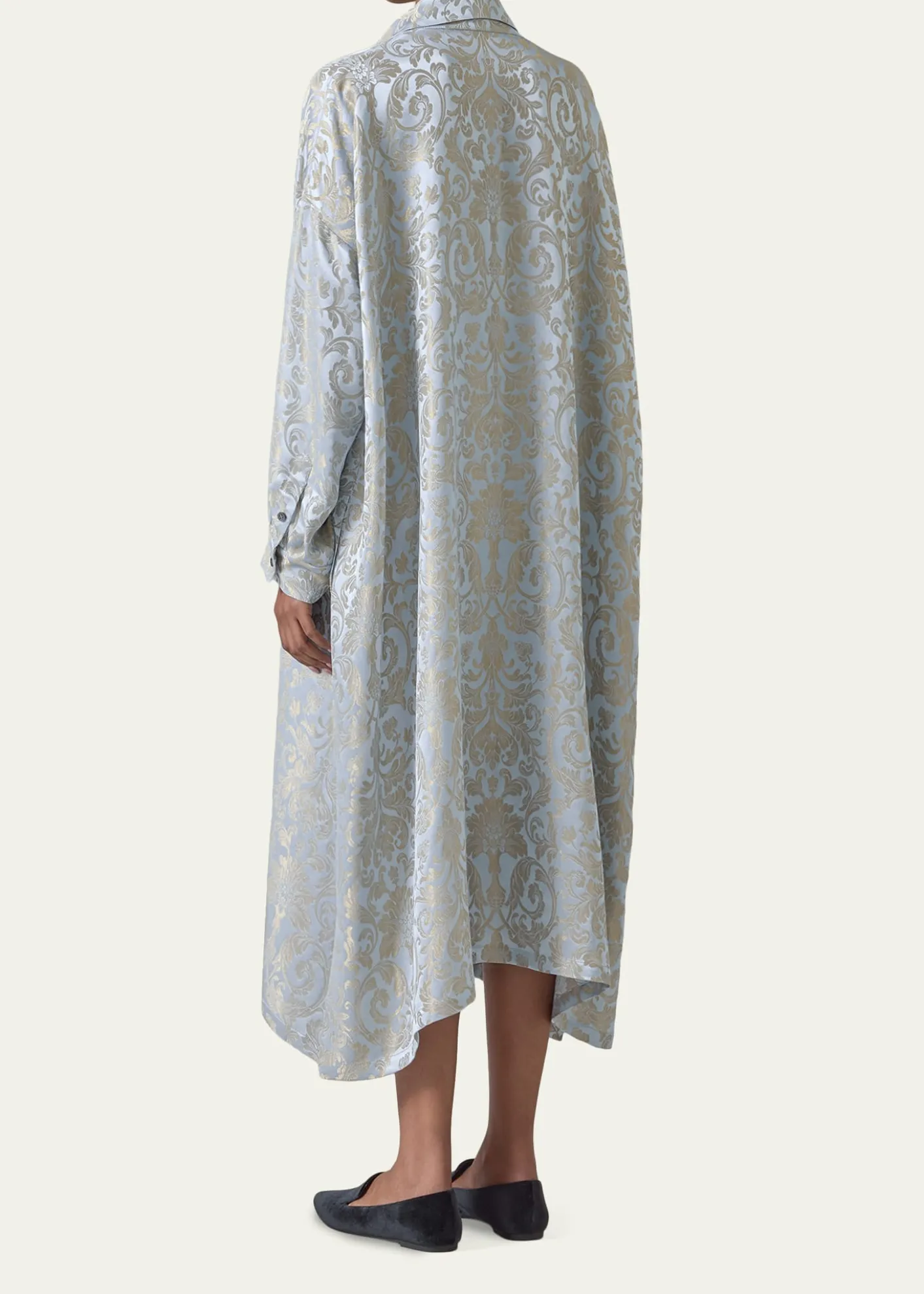 EskandarJacquard Wide A-Line Shirt Dress With Collar