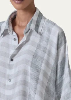 EskandarLinen Double Pointed Sides Shirt With Collar - Mid Plus