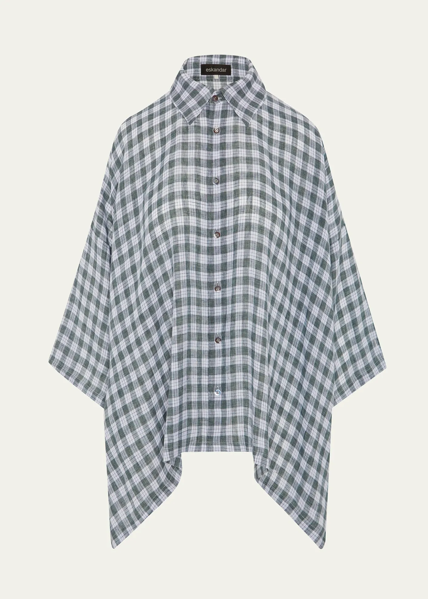 EskandarLinen DPS Short Sleeve Shirt With Collar - Mid Plus Length