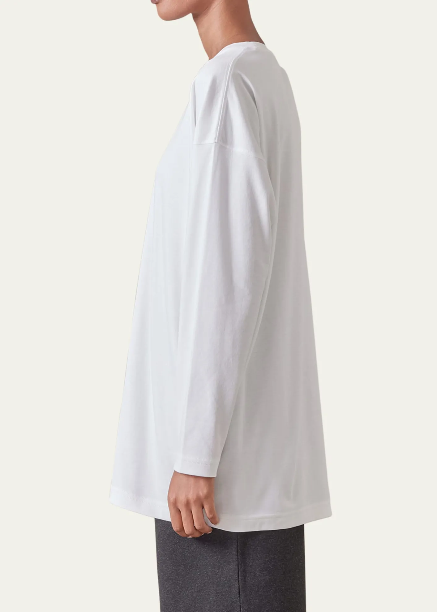 EskandarLong-Sleeve Smaller Round-Neck Top (Long Length)