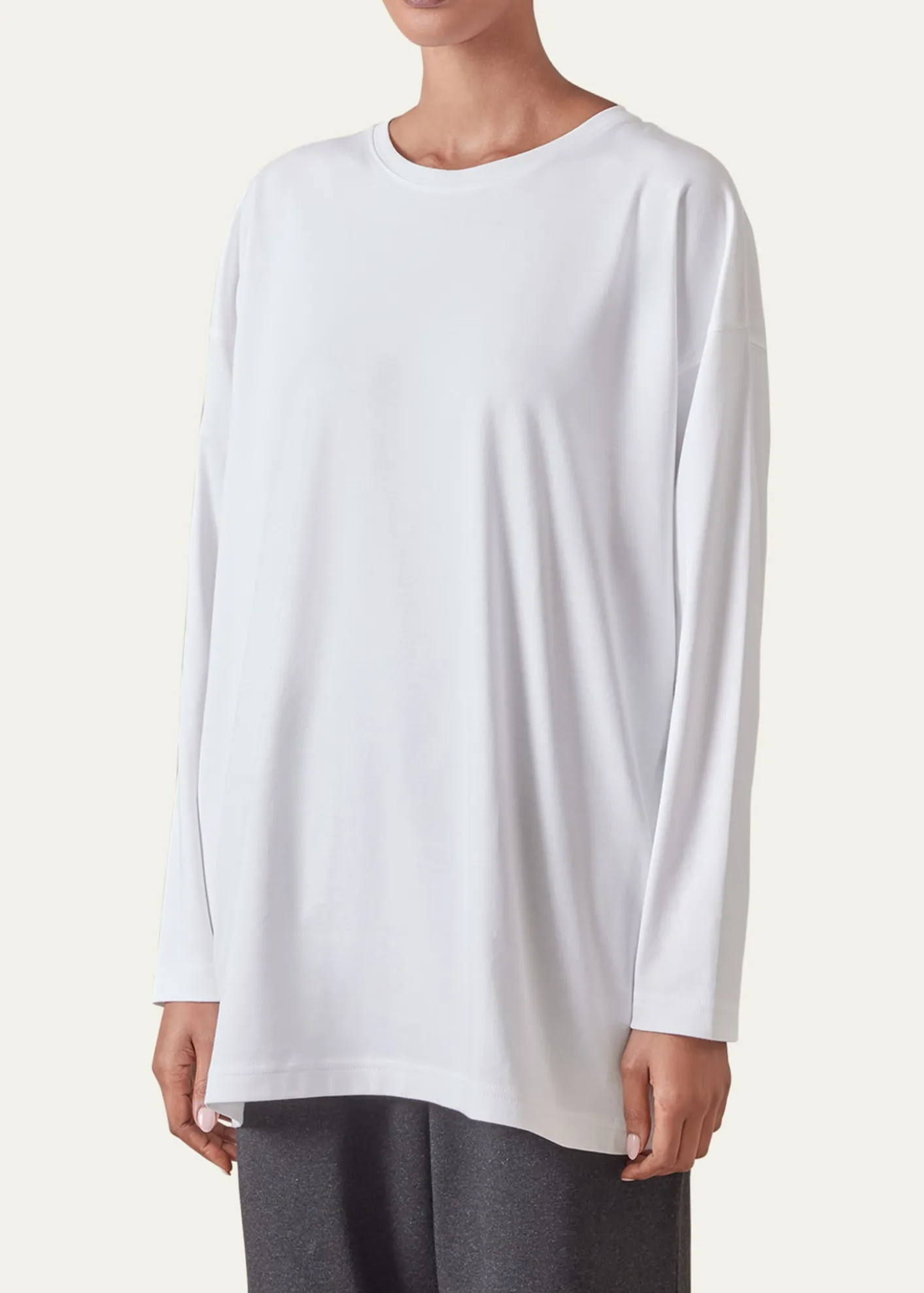 EskandarLong-Sleeve Smaller Round-Neck Top (Long Length)