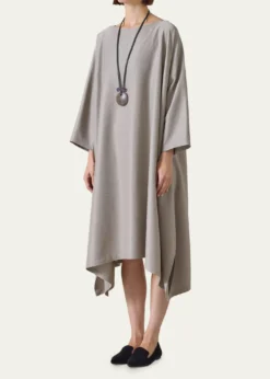 EskandarMidweight Silk Plissé DPS Scoop Neck Dress
