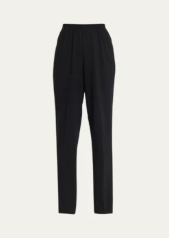 EskandarNarrow Elastic Waist Wool Trousers