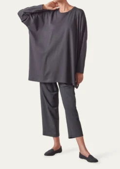 EskandarRound Neck Long Sleeve Cotton T-Shirt