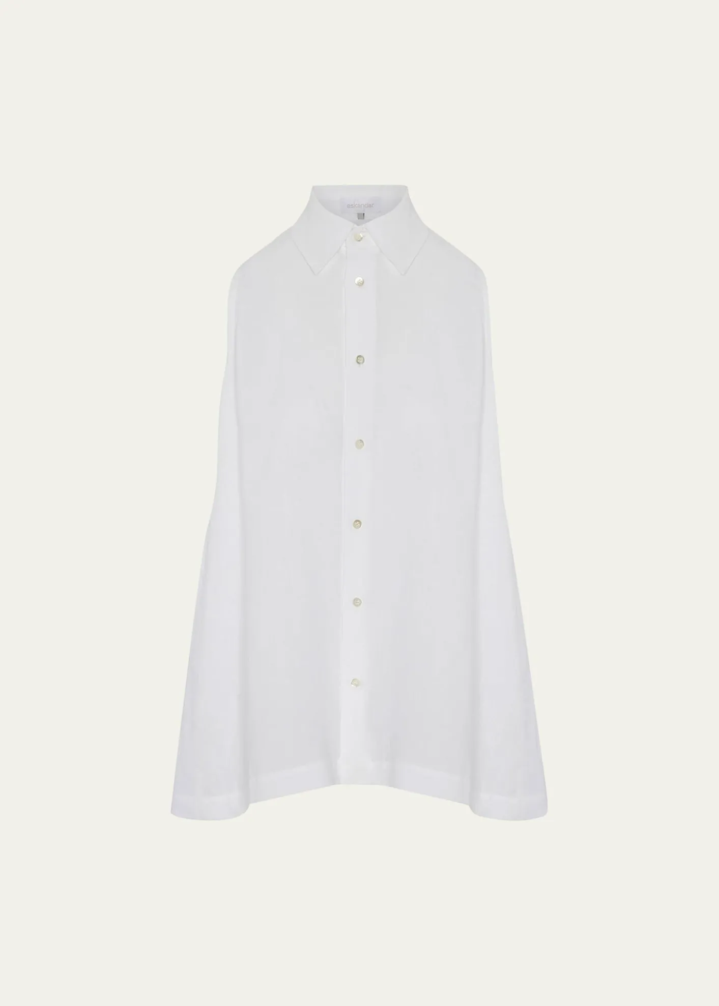 EskandarSide Pleated Sleeveless Shirt With Collar - Long Length
