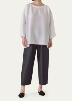 Eskandar3/4-Sleeve Shimmer Silk Top