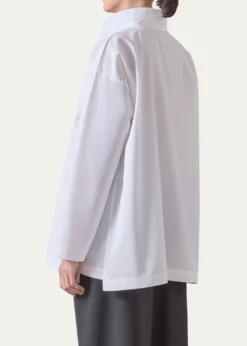 EskandarSlim A-Line Double Stand Collar Shirt with Stepped Insert (Long Length)